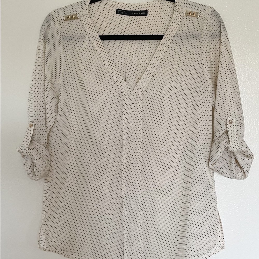 Zara top, white, black dots, size small